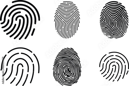 Finger Print Icon set. Identity, authorization or privacy concept. Modern style. Finger prints scanning concept. scan or scanner for lock secure security logo. Digital fingerprint, identification.