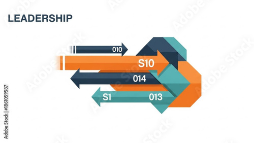 Leadership concept with colorful arrows and numbers on white background for business strategy