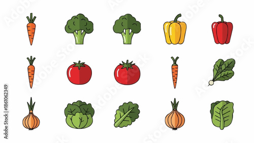 Assortment of Fresh Vegetables Illustrated Collection.