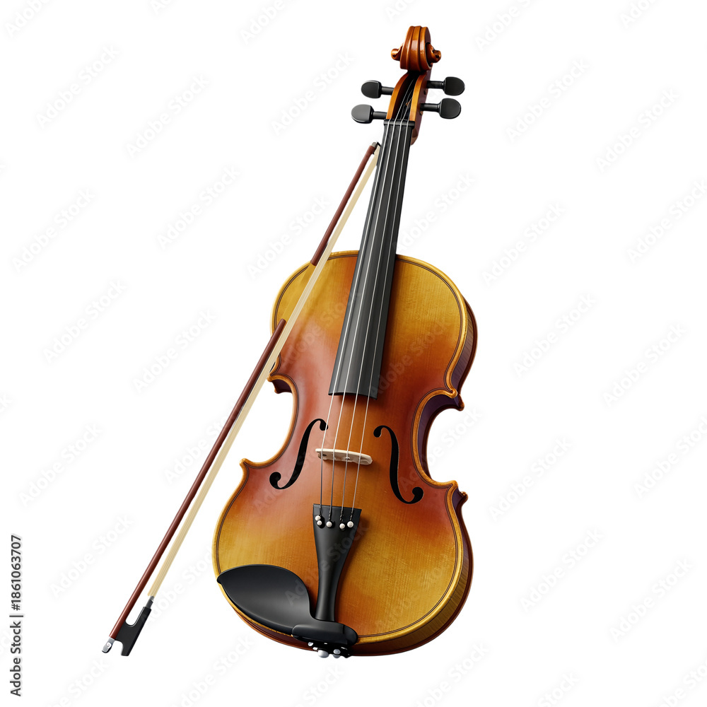 Fototapeta premium Classic wooden violin with bow