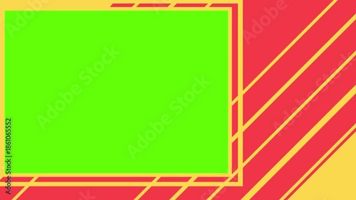 Green Screen Placeholder Frame with Graphic Pop Art Style Background Overlay. Seamless Loop.