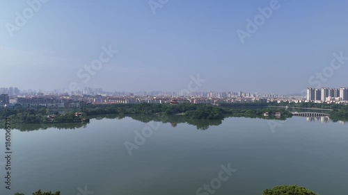 Aerial Urban Landscape of Quanzhou, Fujian with River and Green Spaces