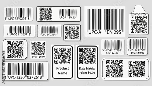 Collection of Barcodes and QR Codes for Product Identification.