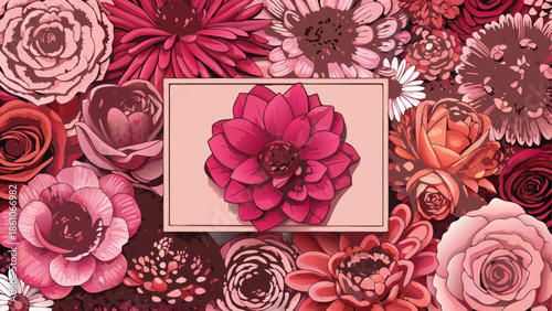 Beautiful pink flower arrangement with a central dahlia