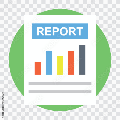 Business Report and Analytics Icon – Data, Chart, and Statistics