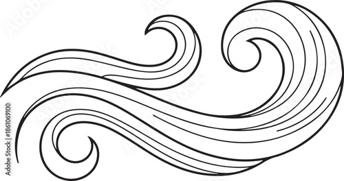 Fluid Movement The continuous curves create a strong visual sense of flowing water or air.