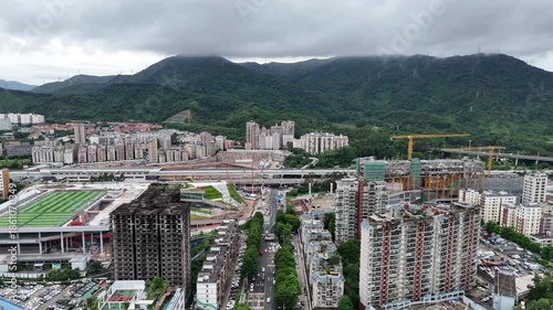 Aerial View of Longhua District Urban Development, Shenzhen Guangdong