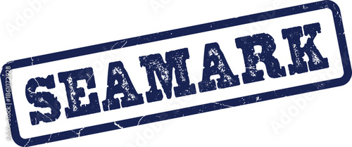 SEAMARK blue grunge stamp with distressed texture for official documentation mark