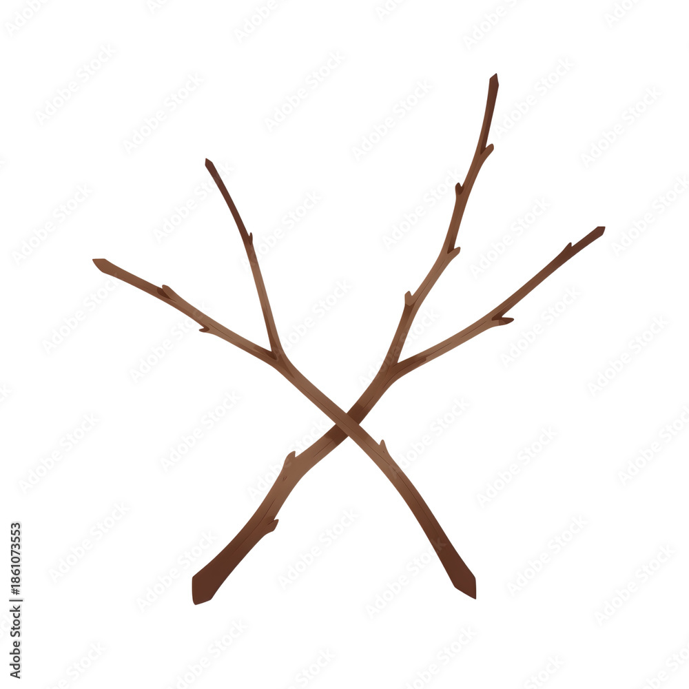 Fototapeta premium Two crossed brown wooden sticks