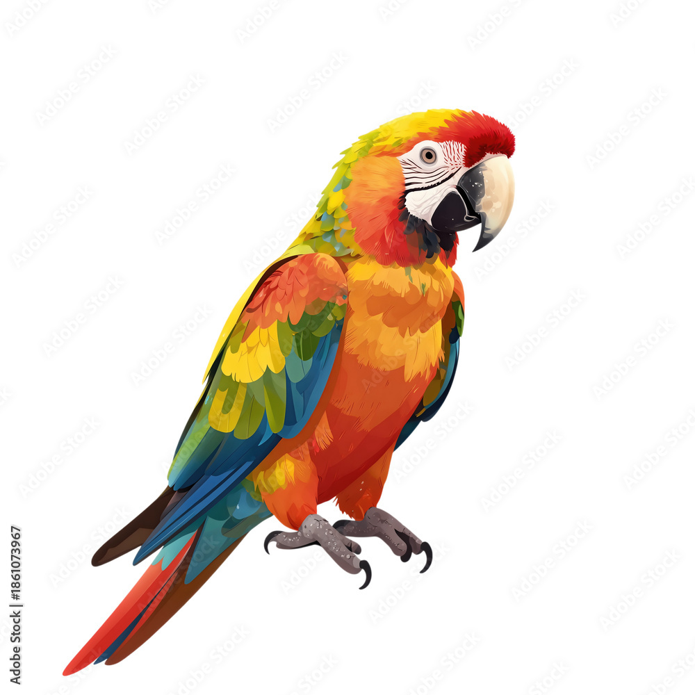 Fototapeta premium Vibrant Multicolored Parrot With Red, Yellow, and Blue Feathers.