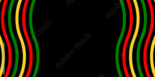 Black history month background with blank space and side ornament. Consist of red yellow green colour in black colour combination