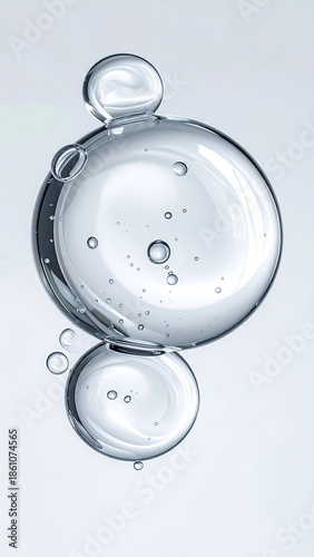 Stacked clear spheres with trapped tiny bubbles, airy
