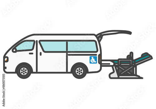 ストレッチャー装備のハイルーフ福祉車両 バン イラスト｜福祉車両シリーズ