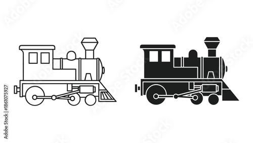 Vintage train locomotive illustration set