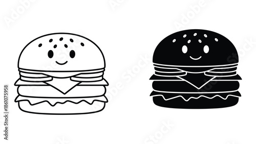 Happy burger illustration set