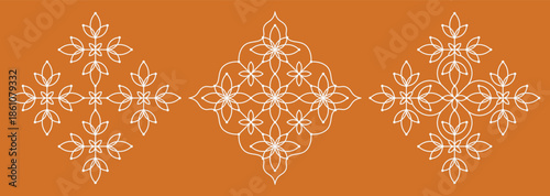 Set of dotted rangoli art pulli kolam. editable home decor patterns