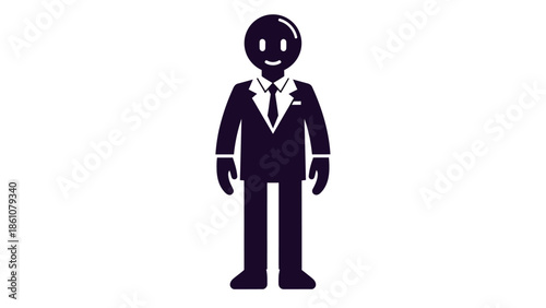 Clean vector illustration of a professional male figure in a sharp business suit and tie, embodying corporate identity, executive presence, and professional success