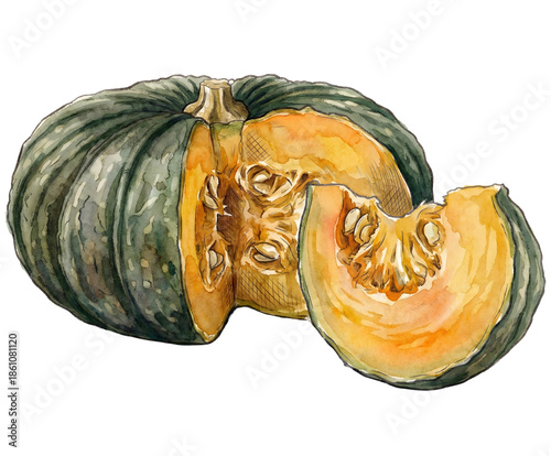 illustration watercolor painting of pumpkin isolated background.