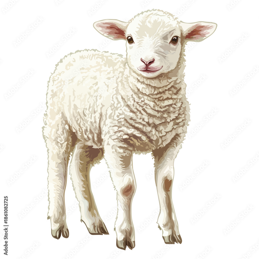 Fototapeta premium lamb, easter, festival, animal, vector, transparent background, mammal, sheep, farm, wool, livestock, young, nature, cute, farm animal, rural