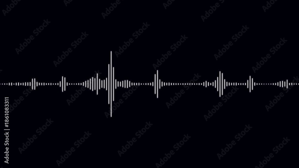 Audio visualiser- White audio waveform spectrum animation on black ...