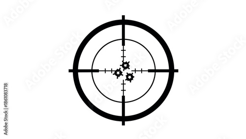 Precision aim concept with bullet holes in black silhouette target