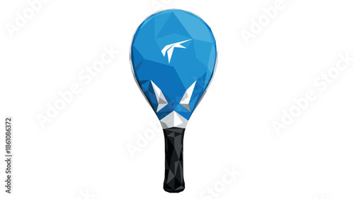Geometric blue pickleball paddle with modern design and intricate facets