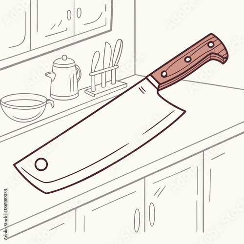 Kitchen knife on counter