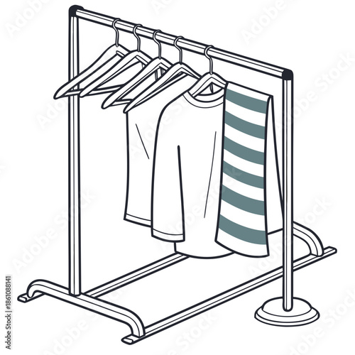 Clothing rack with shirts