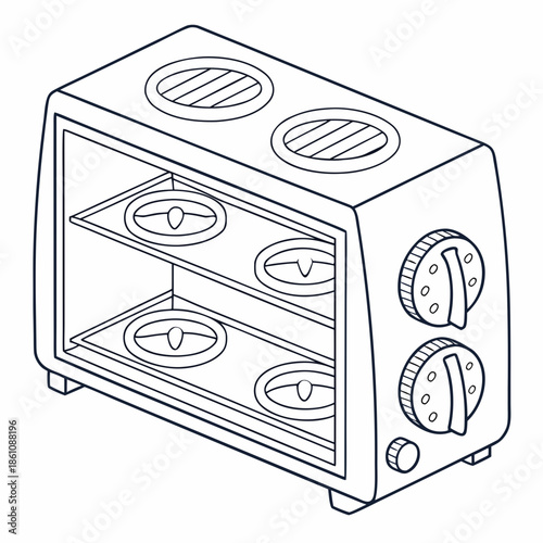 Compact countertop oven with four burners