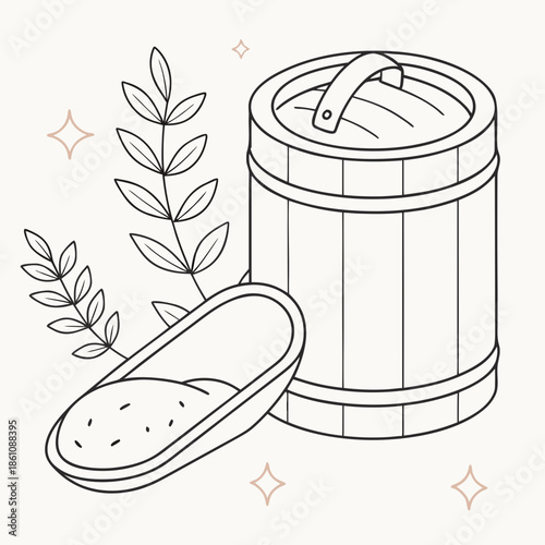 Traditional bread in wooden bucket