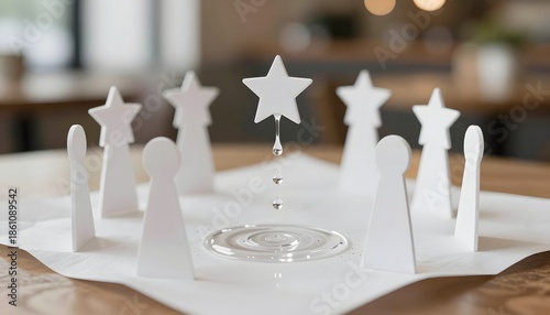 Abstract Representation of Collaboration and Leadership with Paper Figures and Stars on a Tabletop