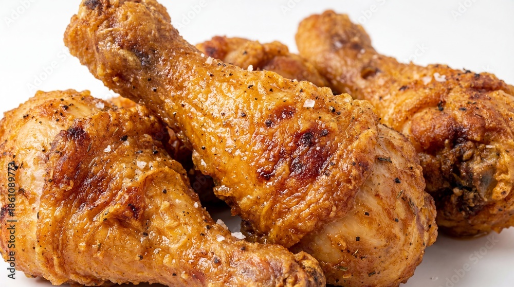 custom made wallpaper toronto digitalGolden Crispy Fried Chicken Drumsticks on a White Background Highlighting Appetizing Texture