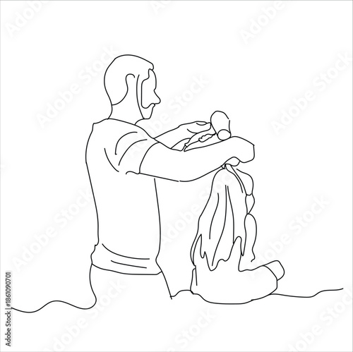 mother and scolding son. continuous line of mother scolding her child.portrait of mother scolding son one line drawing.