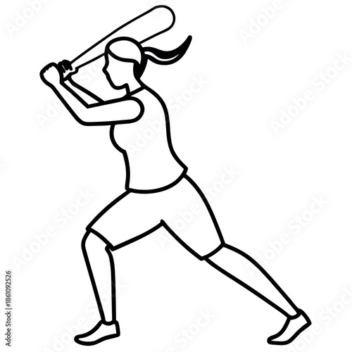 Female planing cricket with white background 