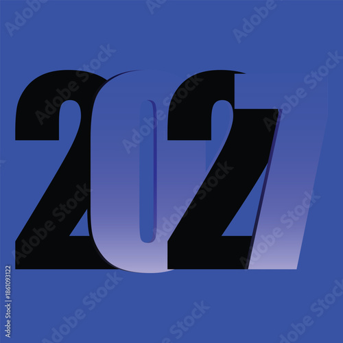 2027 Year Number with Blue Gradient Effect