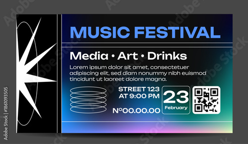 Modern Futuristic Music Festival Event Ticket