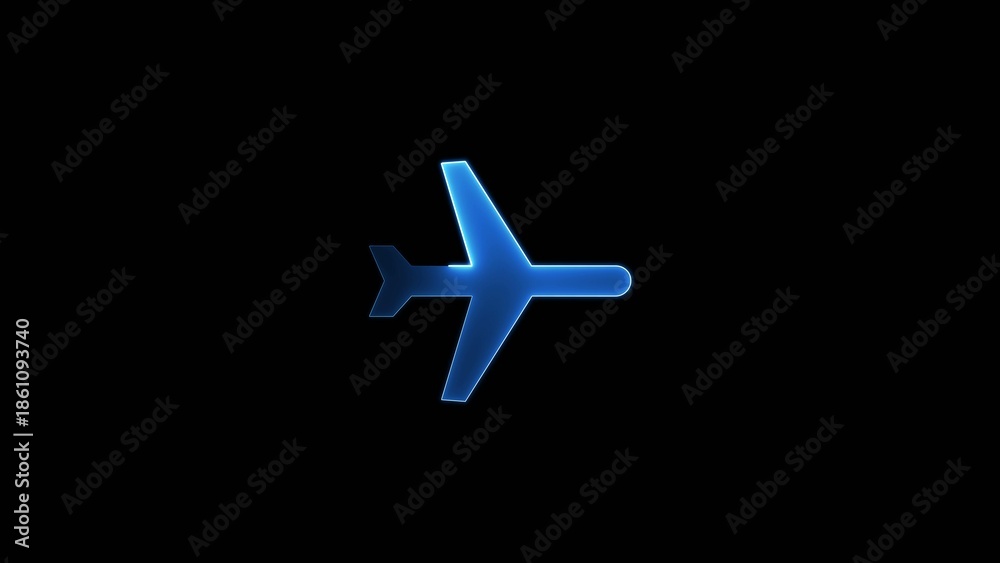 Fototapeta premium Blue glowing airplane with illuminated edges and sleek on Generate title without using the word 
