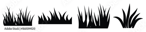 grass silhouette icon set collection