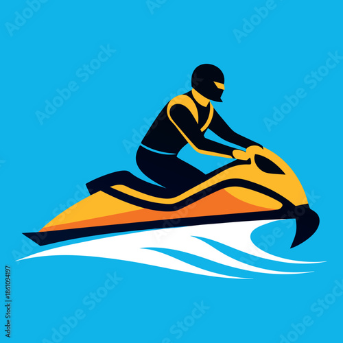 Jet ski rider zooming across the water energetic 