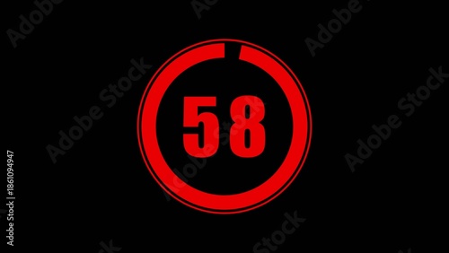 Bold red number 58 inside a red circular progress bar with a small gap on a Generate title without using the word 