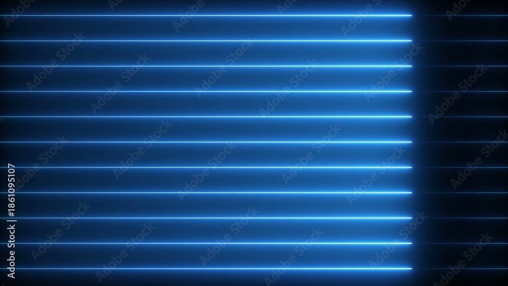 Obraz premium Bright blue glowing horizontal lines in a dark gradient Generate title without using the word 