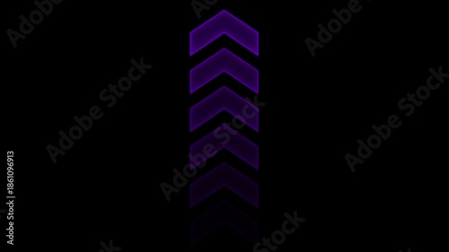 Glowing Purple Chevron Arrow Animation with Neon Light Effect on Dark Background for Futuristic U I and Digital