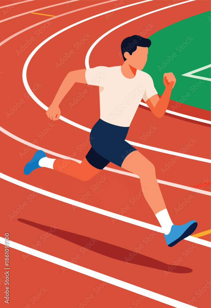 Obraz premium Athletic figure in motion on a vibrant running track, a burst of energy