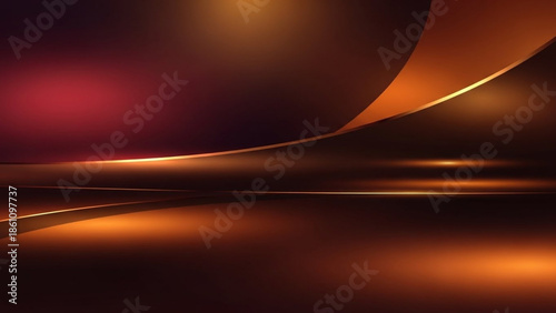 Luxurious golden and warm red hues curve gracefully on black.