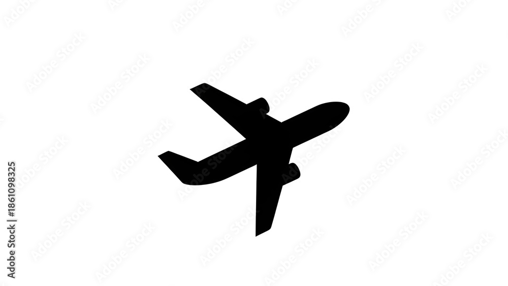 Obraz premium Minimalist Black Airplane Flight Vector Icon Isolated on White Background