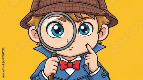 Curious kid investigating with magnifying glass