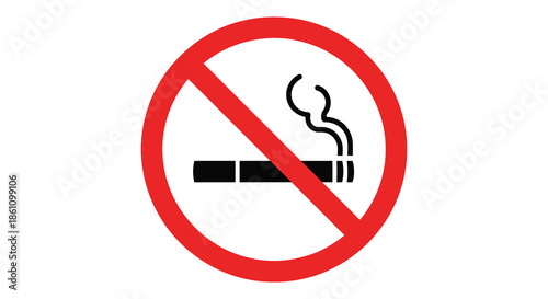 A vibrant red circle with a diagonal line prohibiting smoking depicted as a silhouette