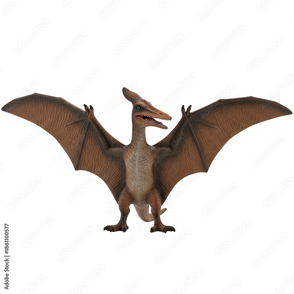 Obraz premium Brown pterodactyl toy in flight pose