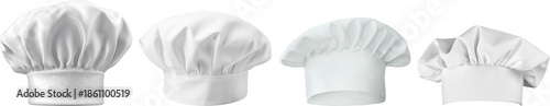 Foto professional photograph of a varied collection of classic white chef hats, each unique in style and fold, representing culinary expertise