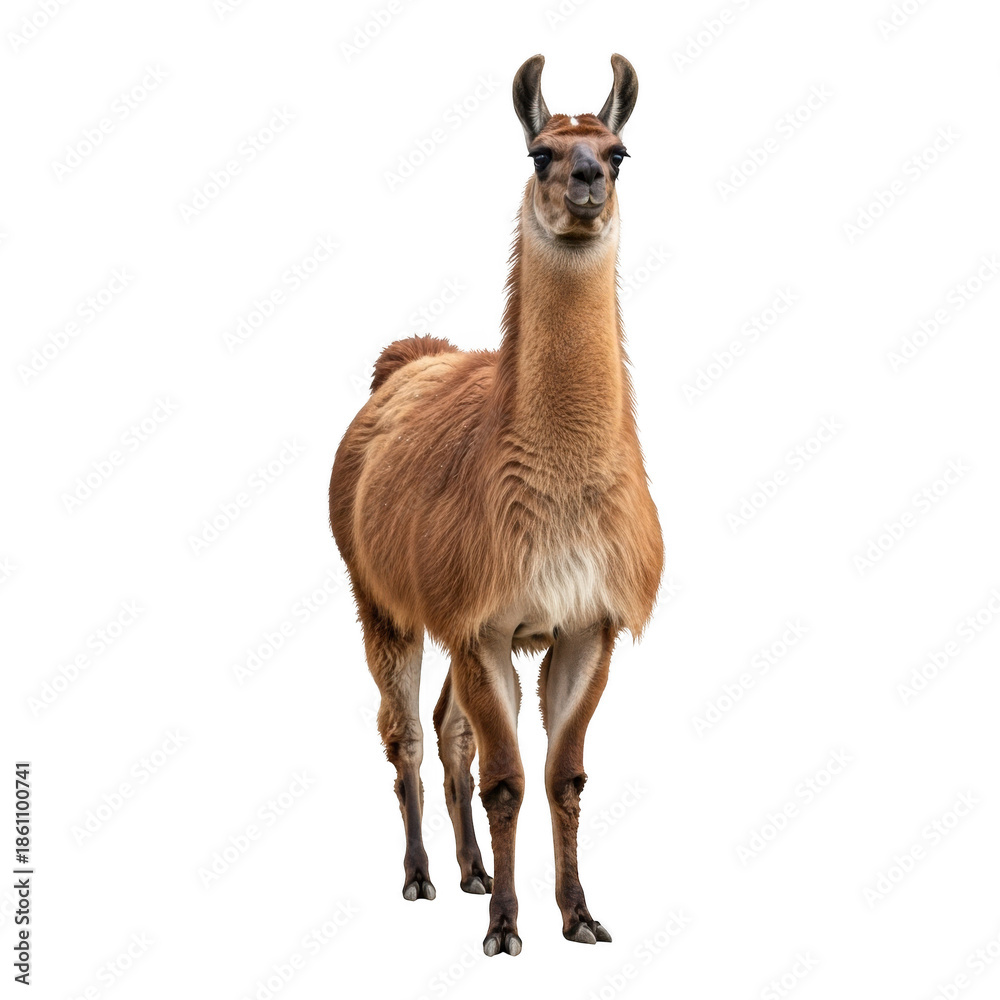Obraz premium Standing llama on white background